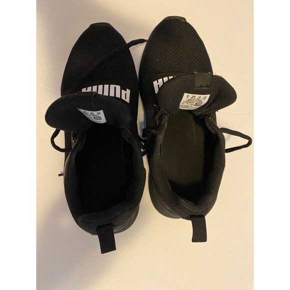 Puma Black Kids Black Sneakers Mesh Upper Lace Up Boys Size 4C - Picture 4 of 9